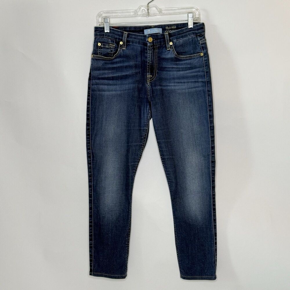7 FOR ALL MANKIND Denim Jeans Womens Sz 29 Blue Ankle Skinny Minimalist Edgy Y2K
